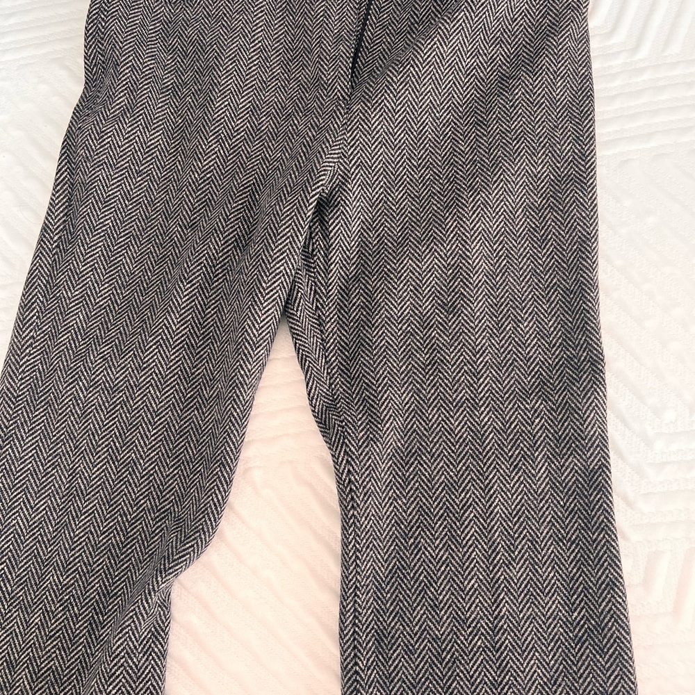 Theory Black and White Herringbone Trousers